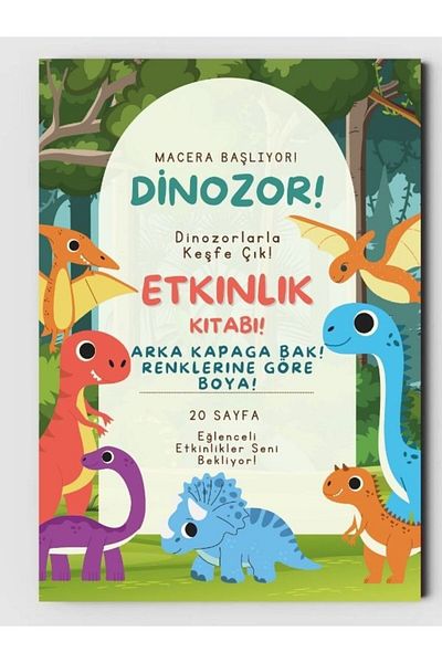 ZNC Dinosaur Themed Activity and Coloring Book for Kids (20 Full Page Illustrated Coloring Book)
