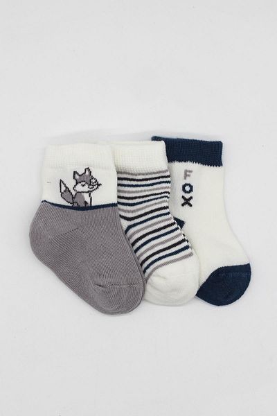 Bistyle Gray 3-Piece Combed Cotton Socks - Bs10109