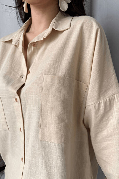 Paw Garage Γυναικείο λινό πουκάμισο Harper με διπλή τσέπη, καλοκαιρινή συλλογή 2025