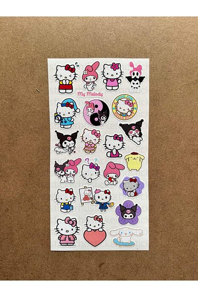 hdsticker Hello Kitty And Friends Kuromi My Melody Cinnamoroll 130 τμχ Σετ αυτοκόλλητων ετικετών περιοδικού με σφαίρες