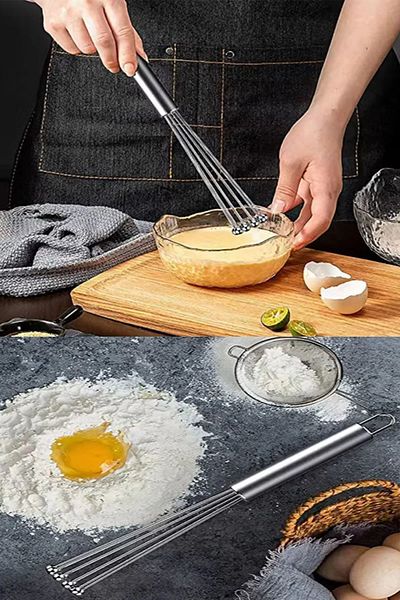 FBZhome New Generation Adjustable Stainless Egg Pastry Whisk Metal Whisk