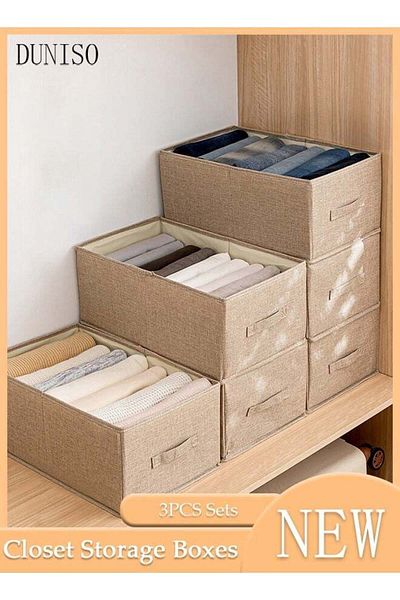 Generic 3pcs Wardrobe Clothes Organizer Foldable Closet Storage Organizer for Clothes Jeans Washable Closet
