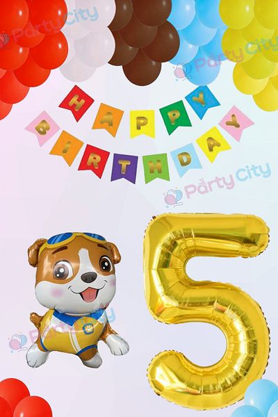 Party City Σετ μπαλονιών με θέμα το Puppy Guard με αλουμινόχαρτο 5 ετών, Paw Patrol Birthday Concept