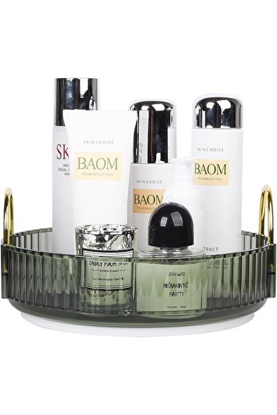 ETG منظم مكياج دوار للزينة، سعة تخزين عالية لمستحضرات العناية بالبشرة، شفاف