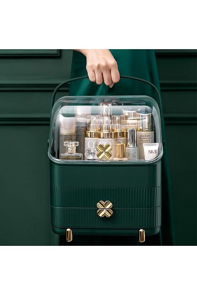 ETG 3 Tiers Makeup Organizer Holder Cosmetic Storage Box with Dust Free Cover