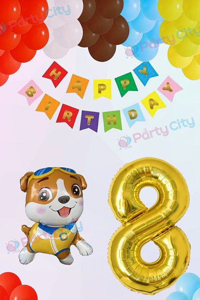 Party City Σετ μπαλονιών με θέμα το Puppy Guard με αλουμινόχαρτο 8 ετών, Paw Patrol Birthday Concept