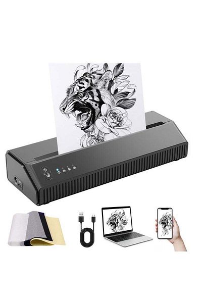 COOYA Wireless Bluetooth Tattoo Printer, A4 Format, Portable, APP Controlled, USB Interface, Black
