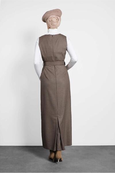 Alvina DÜĞMELİ KEMERLİ KAZAYAĞI DESEN ELBİSE 40126