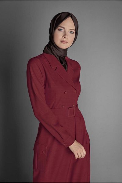 Alvina Double Breasted Neckline and Pocket Dress - Model 40176