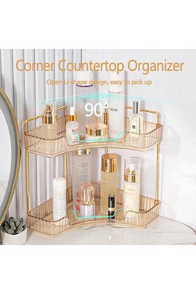 ETG 94 Corner Bathroom Counter Organizer,Vanity Trays for Skincare Makeup Storage Shelf