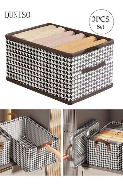 Generic 3pcs Wardrobe Clothes Organizer Foldable Closet Storage Organizer for Clothes Jeans Washable Closet