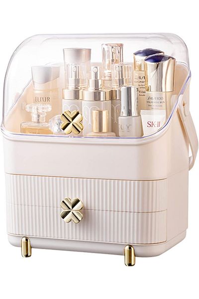 ETG 3 Tiers Makeup Organizer Holder Cosmetic Storage Box with Dust Free Cover