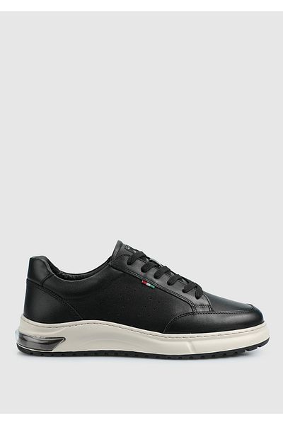 Provoq Black Leather Men's Sneakers
