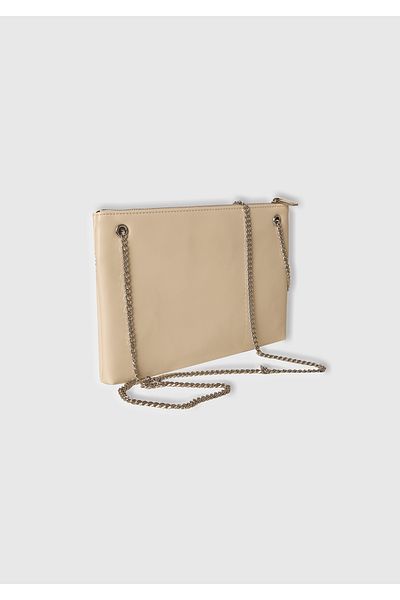 United Colors of Benetton Women's Stone Color Zippered Chain Shoulder Strap Mini Bag
