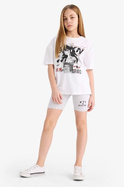 DeFacto Girl's Printed Biker Leggings E5728A825Hs