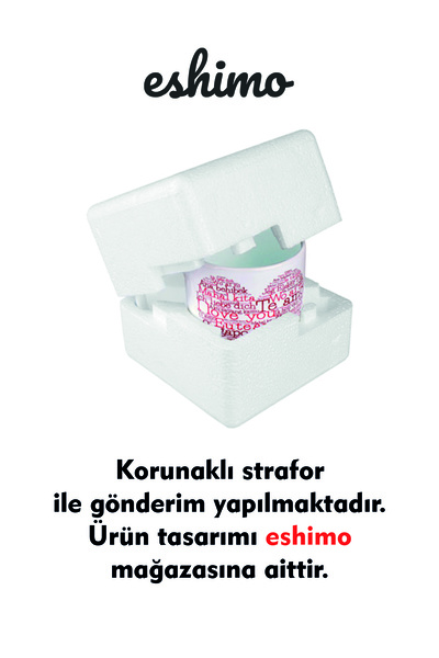 Eshimo Mr. Written Blue Mustache Printed Porcelain Mug with Handle