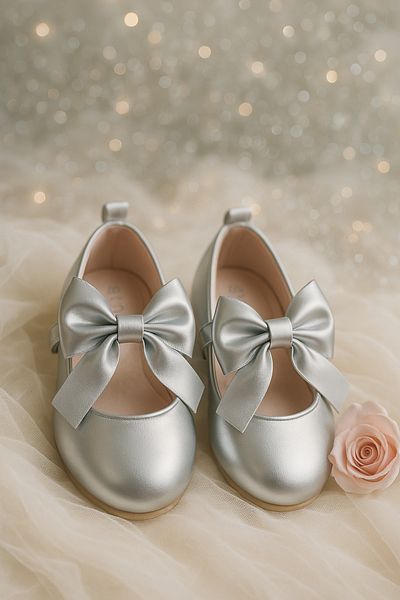 SIRRI Girl's Amira Velcro and Bow Ballerina Shoes