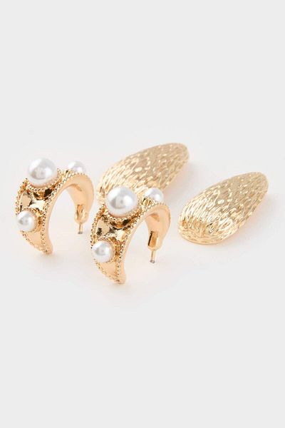 DeFacto Women's 2-Piece Gold Earrings E9082Axns