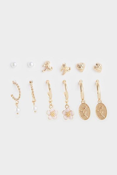 DeFacto Women's 6-Piece Gold Earrings E8026Axns