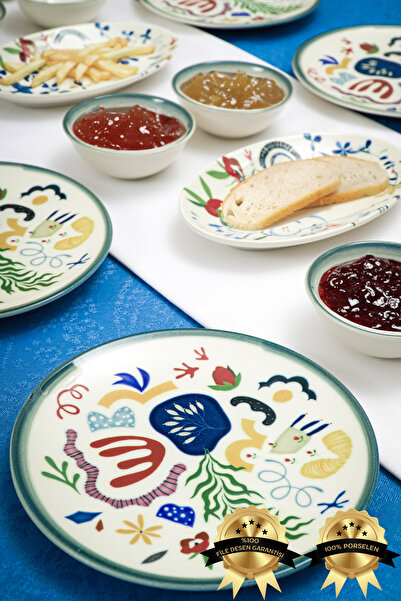 Heda Porselen Set de mic dejun din porțelan Neşe 16 piese pentru 6 persoane