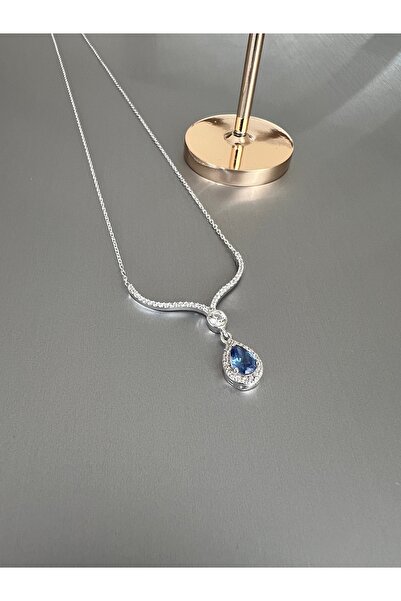 Zeta Jewel Damla Tanzanit Kolye Gümüş