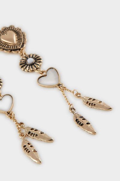 DeFacto Women's Antique Heart Gold Earrings E4521Axns
