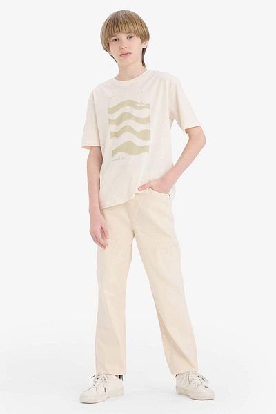 DeFacto Boy's Crew Neck Printed Short Sleeve T-Shirt E0177A825Hs