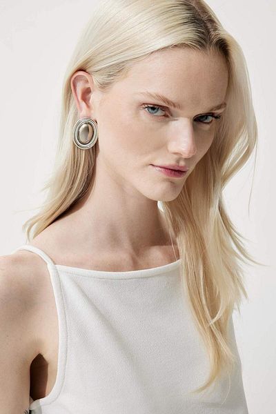 DeFacto Women's Silver Large Earrings E6458Axns