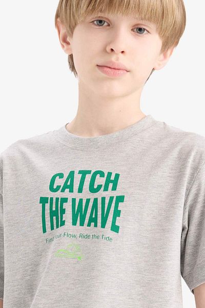 DeFacto Boy's Crew Neck Printed Short Sleeve T-Shirt E0180A825Hs