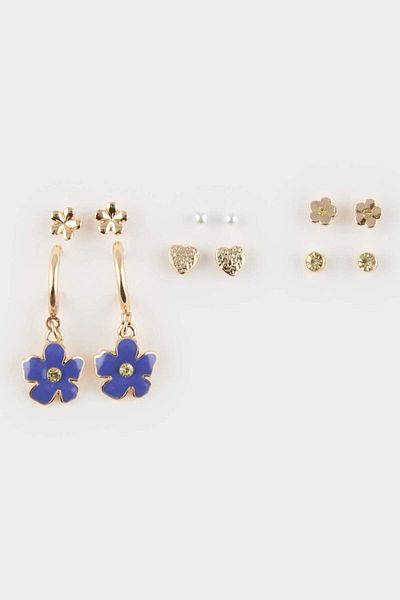 DeFacto Women's 5-Piece Floral Earrings E8050Axns
