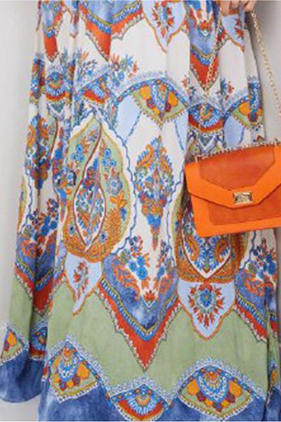 TRENDTESETTÜR Women's Orange (Orange) Patterned Dress t 6996