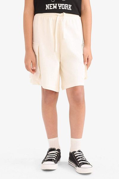 DeFacto Girl's Cargo Fit Sweatshirt Fabric Shorts B0840A825Hs