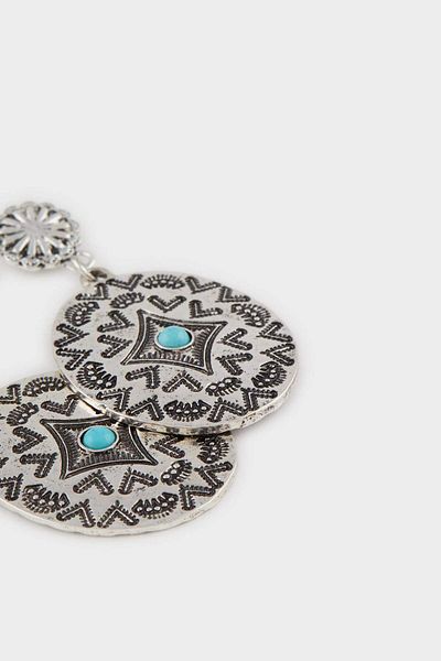 DeFacto Women's Antique Blue Stone Women's Silver Earrings E4531Axns