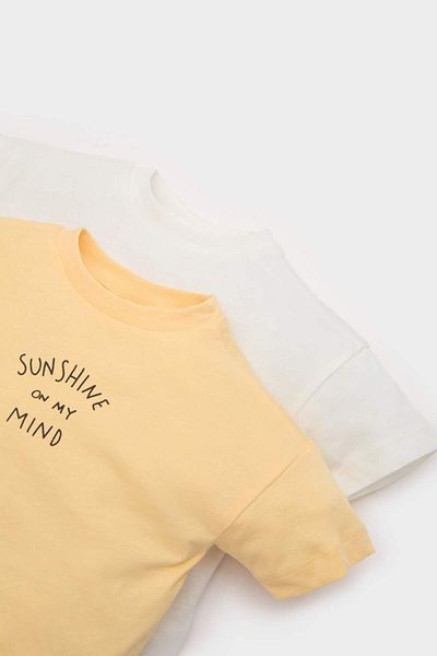 DeFacto Baby Boy Newborn Crew Neck Dinosaur Printed Combed Cotton 2-Piece Short Sleeve T-Shirt E8232A525Sm