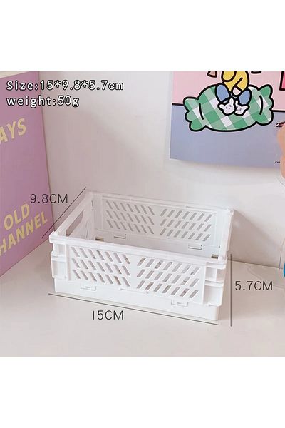 Choice White Medium Plastic Foldable Storage Crate Folding Box Basket Stackable Cute Makeup Jewellery Toys