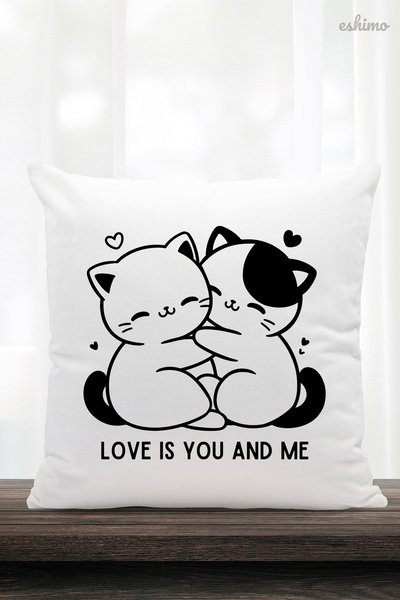 Eshimo Love Is You and Me Written Cat Pillow