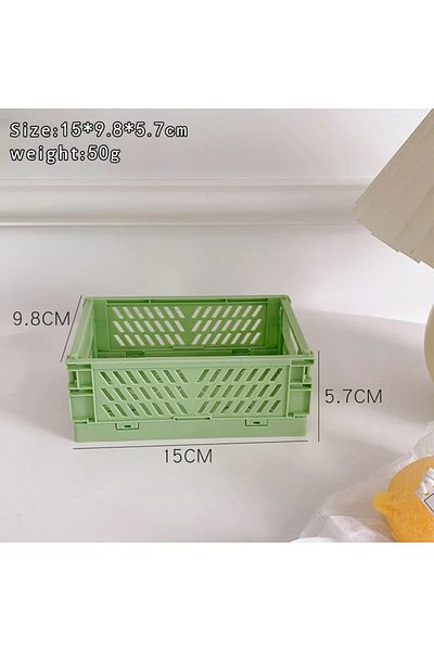 Choice Green Medium Plastic Foldable Storage Crate Folding Box Basket Stackable Cute Makeup Jewellery Toys