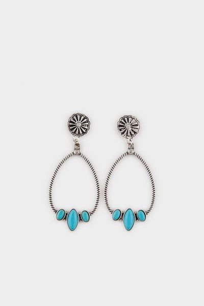 DeFacto Sterling Silvan Earrings with Blue Stones E6672Axns