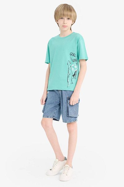DeFacto Boy's Crew Neck Printed Short Sleeve T-Shirt F0183A825Sm