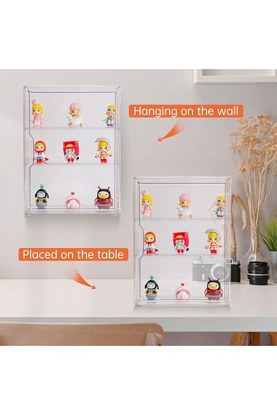 COOYA 26.8*13*36 Dustproof Storage Box,3 Tier , acrylic with Magnetic Door,for cosmetics and figurines