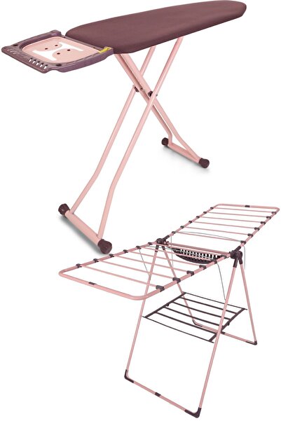 Perilla Silvia Ütü Masası Ironika Kalın Borulu Kurutmalık Set - Mürdüm