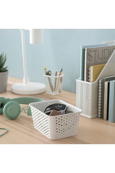 IKEA PLOGSV NG White Storage Basket by IKEA 15x20x10 cm, Recycled Plastic, Versatile Use