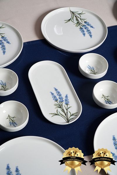 Heda Porselen Lavender 16 Piece Porcelain Breakfast Set for 6