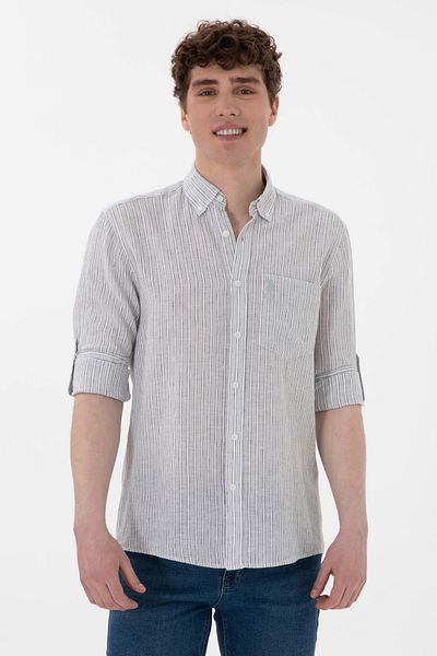 U.S. Polo Assn. Ανδρικό μακρυμάνικο πουκάμισο Aqua Green 50299595-VR048