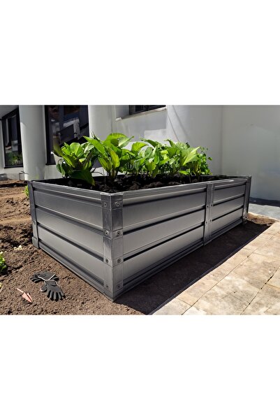 Biorfe Modüler Galvanize Yükseltilmiş Bahçe Bostan Sebze Yatağı 120x60x30 Cm - Antrasit