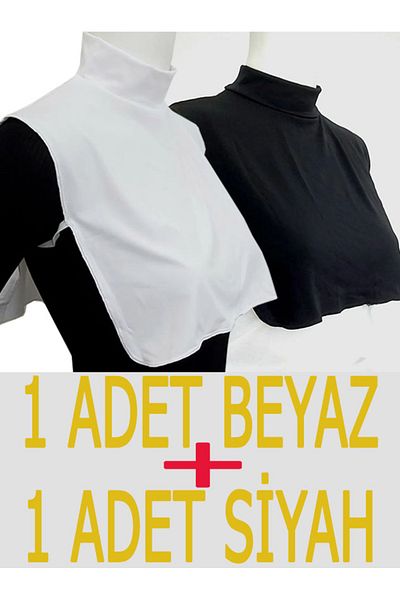 AŞAR MODA TEKSTİL Turtleneck High Collar Combed Cotton Hijab Neck Collar 2 Pieces
