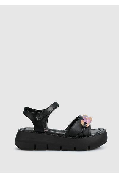 Kiddo Girl's Black Flat Sandals