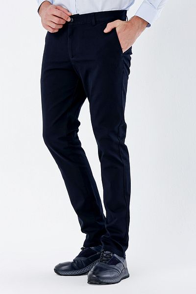 İmza Dark Navy Blue Stretchy Side Pocket Casual Slim Fit Chino Pants 1003230173