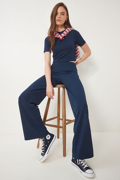 Lovelyİstanbul Fitted/Fitted Flexible Modal Bottom-Top Suit Dark Blue Lub0086