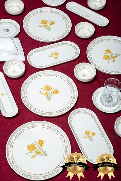Heda Porselen Mimosa 16 Piece Porcelain Breakfast Set for 6
